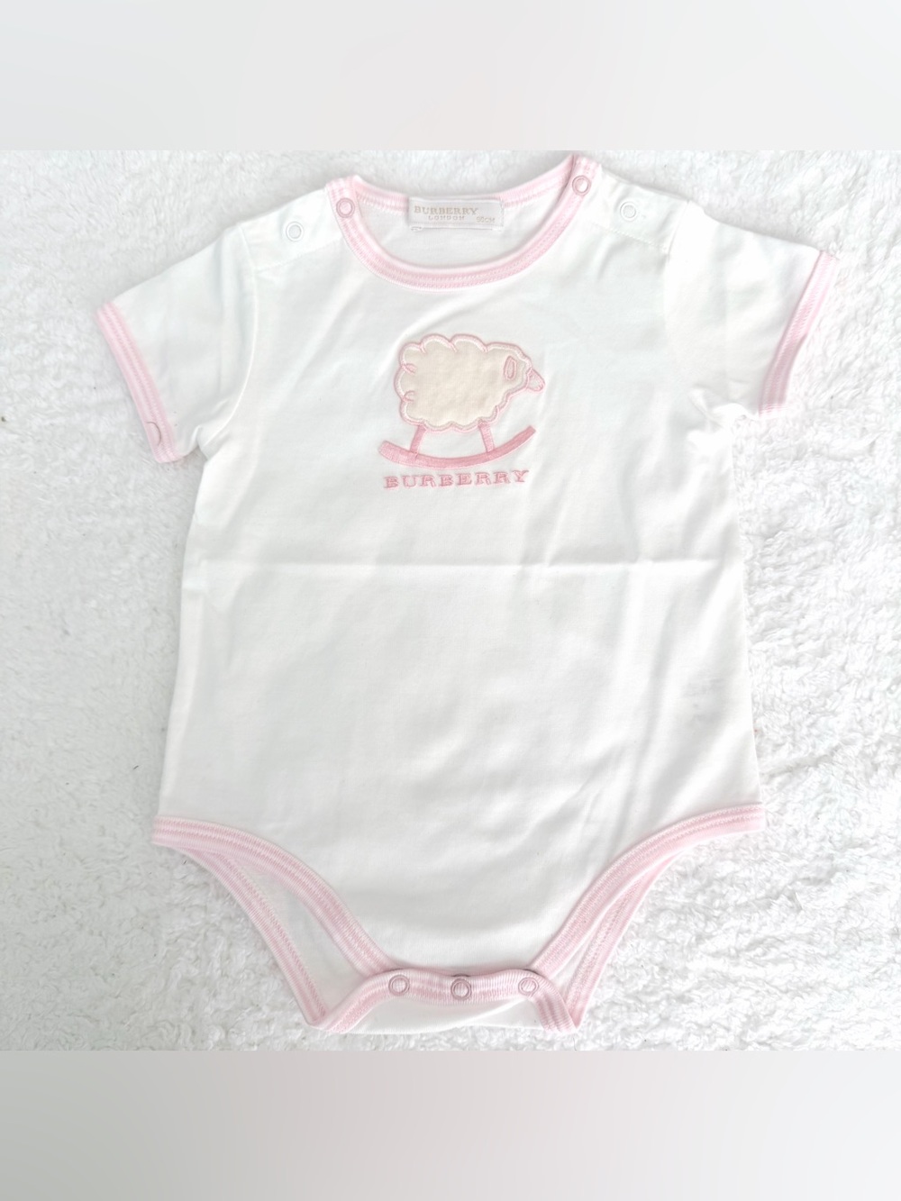 Burberry Baby Girl Infant 0-3m Rompers One Piece Short Sleeve Pink Sheep Logo